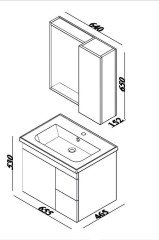 Lineart Linea 65 cm Banyo Dolabı +Dolaplı Ayna
