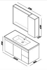 Lineart Linea 100 cm Banyo Dolabı +Dolaplı Ayna