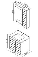 Lineart Strip 60 cm Banyo Dolabı + Dolaplı Ayna