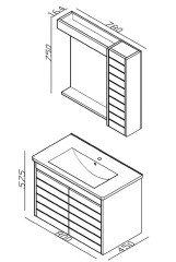 Lineart Strip 80 cm Banyo Dolabı + Dolaplı Ayna