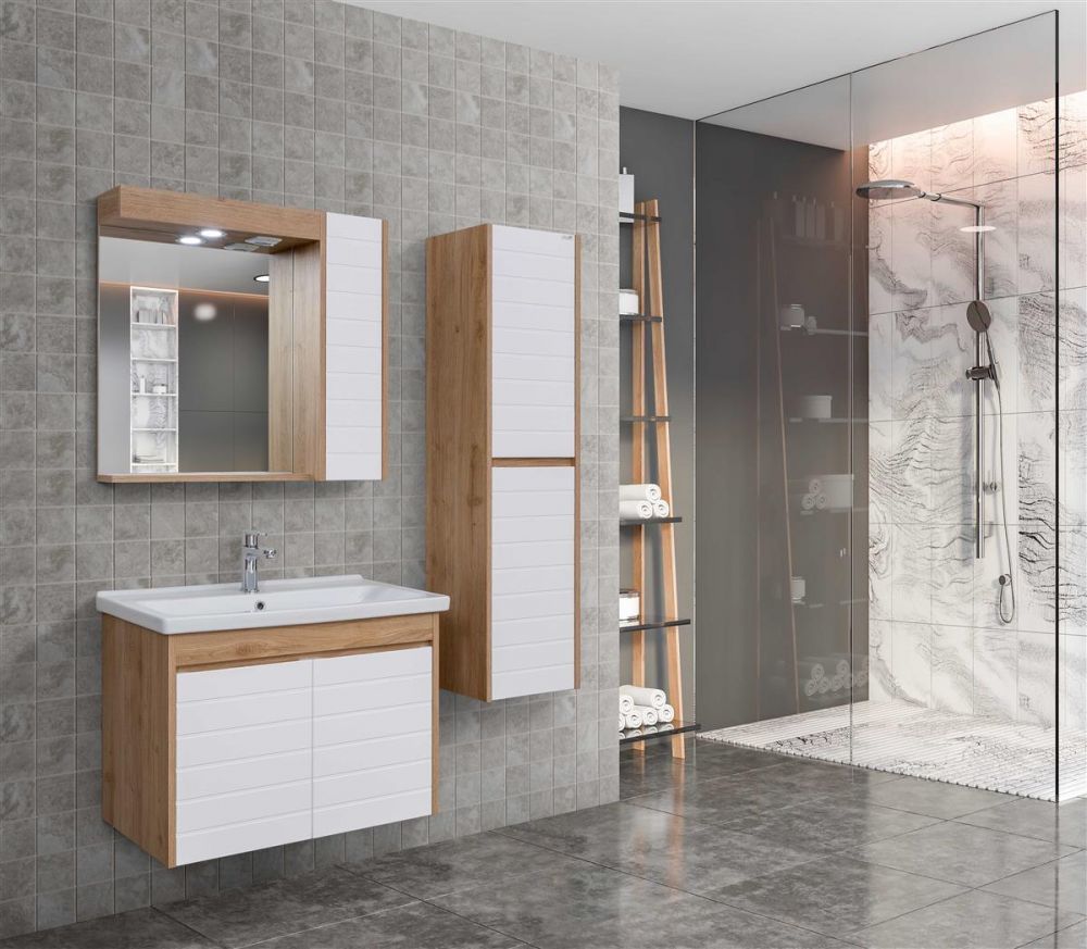 Lineart Strip 80 cm Banyo Dolabı + Dolaplı Ayna