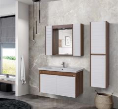 Lineart Strip 100 cm Banyo Dolabı + Dolaplı Ayna