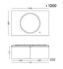 Lineart Bella 1200 Çift Lavabolu Banyo Dolabı + Ledli Ayna Cement