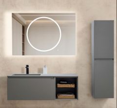 Lineart Bella 1200 Sol Hazneli Banyo Dolabı + Ledli Ayna Cement