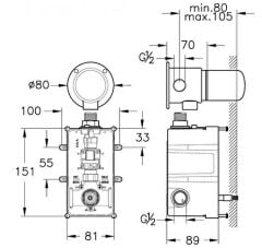 Vitra A47112 Temassız Ankastre Lavabo Bataryası (Sıva Altı Grubu)