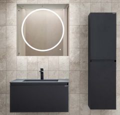 Lineart Bella 1200 Banyo Dolabı + Ledli Ayna Siyah