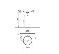 VitrA 5940B003-0016 Metropole Tezgah Üstü Çanak Lavabo 45 cm Parlak Beyaz