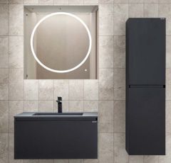 Lineart Bella 1000 Banyo Dolabı + Ledli Ayna Siyah