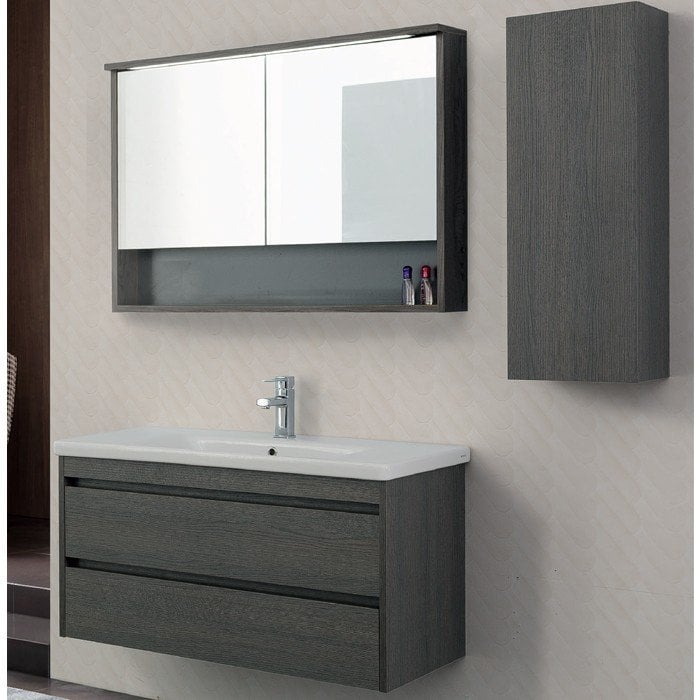 Lineart Soft 100 cm Banyo Dolabı  + Dolaplı Ayna