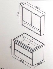 Lineart Soft 80 cm Banyo Dolabı  + Dolaplı Ayna