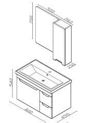 Lineart Enjoy 80 cm Banyo Dolabı + Dolaplı Ayna