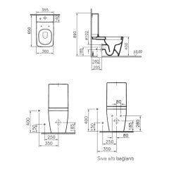 VitrA 5677B003-0610+4471B003-5294 Metropole Duvara Tam Dayalı Klozet + Rezervuar UK