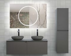 Lineart Royal Cırcle 1200 Çift Lavabolu Banyo Dolabı + Ledli Ayna Cement