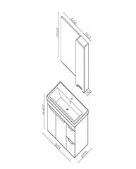 Lineart Enjoy 91 cm Banyo Dolabı + Dolaplı Ayna