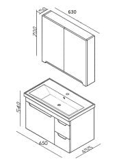 Lineart Enjoy 65 cm Banyo Dolabı + Dolaplı Ayna