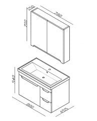Lineart Enjoy 80 cm Banyo Dolabı + Dolaplı Ayna