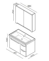 Lineart Enjoy 90 cm Banyo Dolabı + Dolaplı Ayna