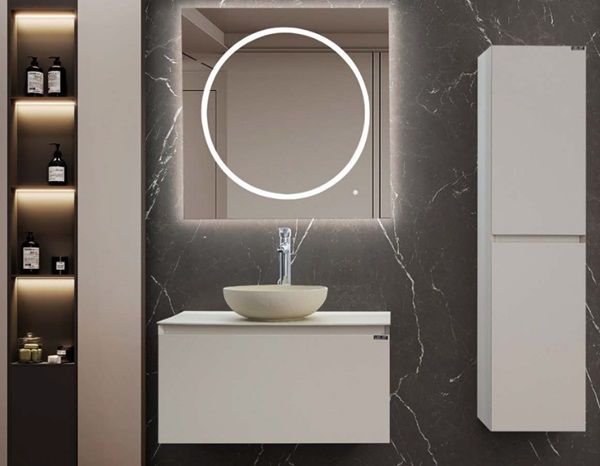 Lineart Royal Cırcle 1000 Banyo Dolabı + Ledli Ayna Bej