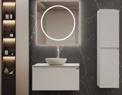 Lineart Royal Cırcle 1000 Banyo Dolabı + Ledli Ayna Bej