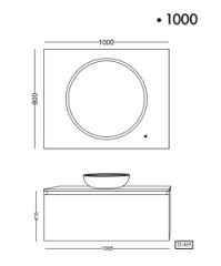 Lineart Royal Cırcle 1000 Banyo Dolabı + Ledli Ayna Bej
