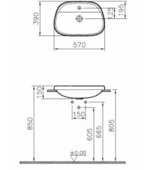 VitrA 5696B470-0041 Frame TezgahÜstü Lavabo Parlak Siyah57cm