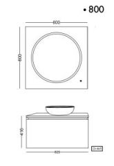 Lineart Royal Cırcle 800 Banyo Dolabı + Ledli Ayna Cement