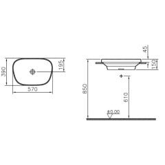 VitrA 5653B401-0016 Frame TezgahÜstü Lavabo Mat Beyaz 57 cm