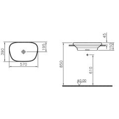 VitrA 5653B401-0016 Frame TezgahÜstü Lavabo Mat Beyaz 57 cm