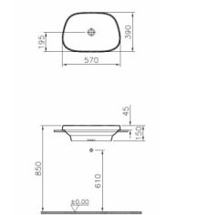 VitrA 5653B470-0016 Frame TezgahÜstü Lavabo Siyah 57 cm