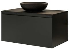 Lineart Royal Cırcle 600 Banyo Dolabı + Ledli Ayna Siyah