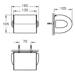 VitrA A44228 Arkitekta Tuvalet Kağıtlığı, Krom