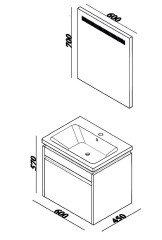 Lineart Delta 61 cm Banyo Dolabı + Led Ayna