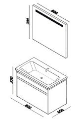 Lineart Delta 81 cm Banyo Dolabı + Led Ayna