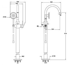 Vitra A4289825 Origin Yerden Küvet Bataryası Fırçalı Altın