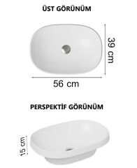 VitrA 5652B401-0016 Frame Tezgahüstü Lavabo Mat Beyaz 56 cm