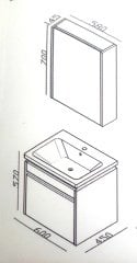 Lineart Delta 60 cm Banyo Dolabı + Dolaplı Ayna