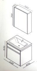 Lineart Delta 60 cm Banyo Dolabı + Dolaplı Ayna