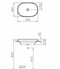 VitrA 5652B401-0016 Frame Tezgahüstü Lavabo Mat Beyaz 56 cm