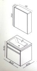 Lineart Delta 80 cm Banyo Dolabı + Dolaplı Ayna