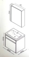 Lineart Delta 80 cm Banyo Dolabı + Dolaplı Ayna