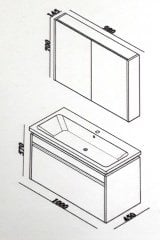 Lineart Delta 100 cm Banyo Dolabı + Dolaplı Ayna