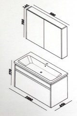 Lineart Delta 100 cm Banyo Dolabı + Dolaplı Ayna