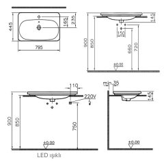 Vitra 5686b003-1072 Nest Trendy Led Işıklı Tezgah Üstü Lavabo 80 Cm Beyaz