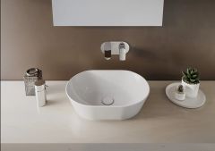 VitrA 7427B003-0016 GeoTezgah Üstü Çanak Lavabo 55 cm Parlak Beyaz