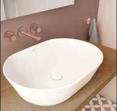 VitrA 7427B003-0016 GeoTezgah Üstü Çanak Lavabo 55 cm Parlak Beyaz