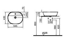 VitrA  Geo Tezgah Üstü Çanak Lavabo 55 cm Parlak Beyaz 7428B003-0001