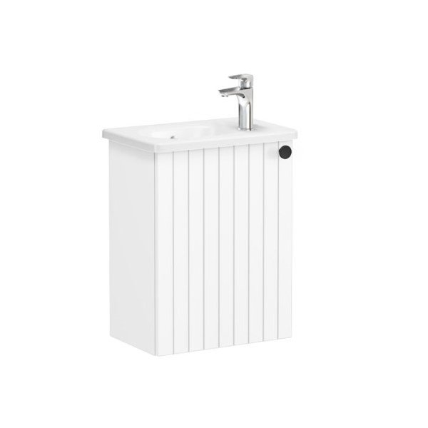 Vitra Root Groove 69191 Lavabo Dolabı, Kapaklı, 45 Cm, Kompakt, Mat Beyaz, Yuvarlak Lavabolu, Sol
