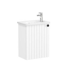 Vitra Root Groove 69191 Lavabo Dolabı, Kapaklı, 45 Cm, Kompakt, Mat Beyaz, Yuvarlak Lavabolu, Sol