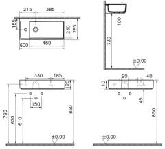 Vitra 7408B003-0028 ArchiPlan Dar Lavabo Sol Armatür Delikli 60 Cm Beyaz