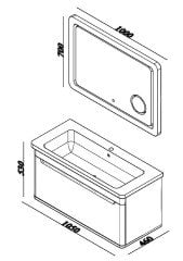 Lineart Wing 101 cm Banyo Dolabı + Ledli Ayna